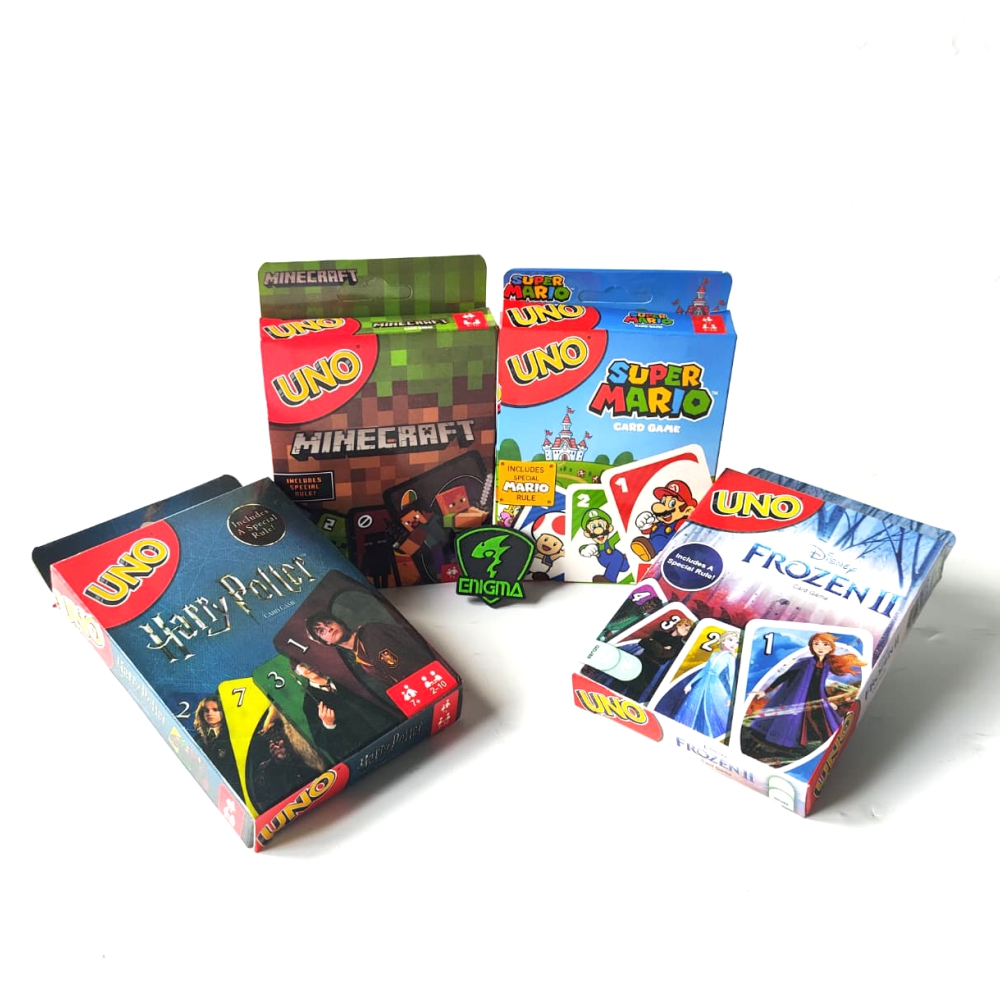 UNO CARD MINECRAFT - HARRY POTTER - SUPER MARIO - FROZEN - PERMAINAN KARTU - ENIGMAZONE